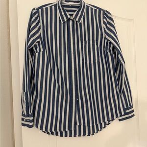 GAP Blue & White Striped Button-Down Shirt | 100% Cotton | Size S